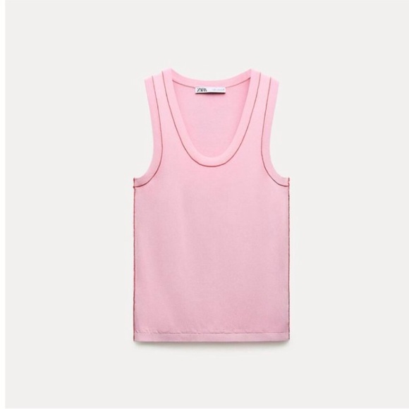 Zara Pink Scoop Neck Tank Top (Size S) - Picture 1 of 4